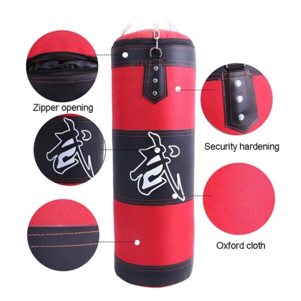 Saco de arena para boxeo pesado con gancho para el techo, cadena de acero, para entrenamiento físico, MMA, kickboxing, muay thai, karate y taekwondo. - Image 3
