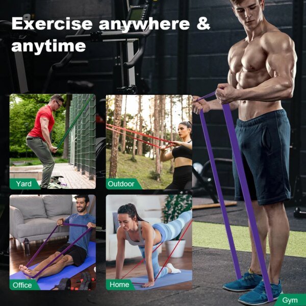 Banda de resistencia de 5 a 120 libras para fitness, entrenamiento de agilidad y boxeo, equipo de gimnasio, accesorios de yoga y pilates, banda de goma para gimnasio en casa. - Image 5