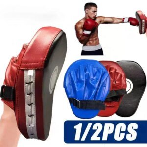 2 guantes de boxeo curvos con almohadilla para la mano, para entrenamiento en gimnasio, kickboxing, ejercicio, saco de boxeo de cuero sintético, para Muay Thai y Taekwondo.