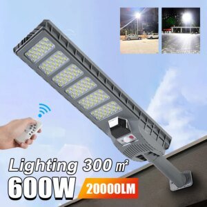 Luces solares LED para exteriores de 600 W, sensor de movimiento, lámpara de pared externa, resistente al agua, con energía solar, luz de calle y jardín, novedad de 2024