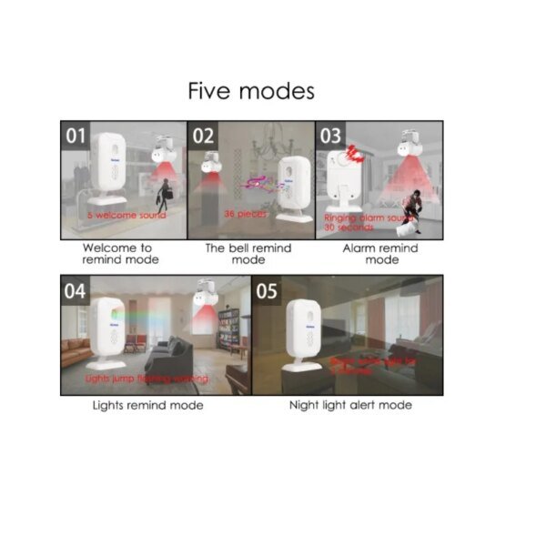 Alarmas de detección dual compuestas por radar infrarrojo de microondas Darho para protección del hogar y robo. Bienvenidos a la tienda. Timbres con sensor de movimiento. - Image 6