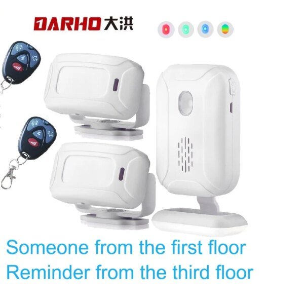 Alarmas de detección dual compuestas por radar infrarrojo de microondas Darho para protección del hogar y robo. Bienvenidos a la tienda. Timbres con sensor de movimiento. - Image 2
