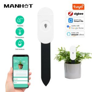 Probador de suelo inteligente Tuya Zigbee, sensor de humedad, temperatura y humedad, aplicación de monitoreo en tiempo real, detector de riego para automatización de jardines
