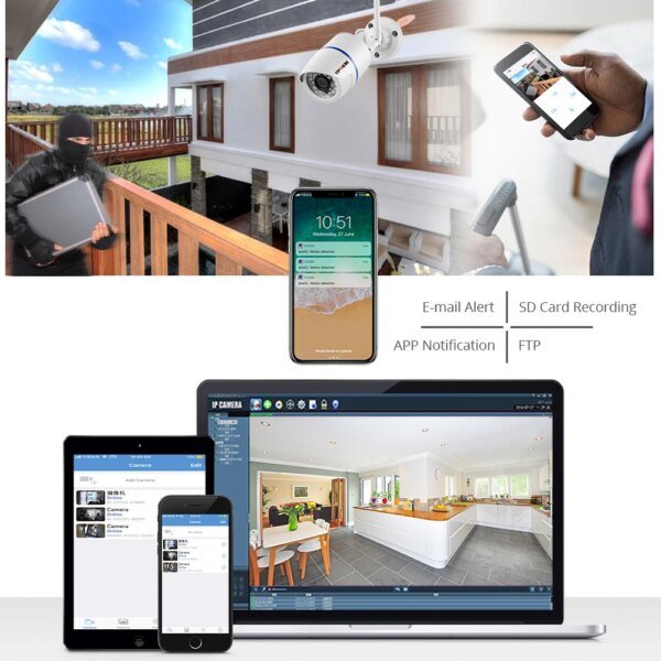 Cámara IP de 4 MP y 1080P para exteriores, WiFi, seguridad para el hogar, vigilancia inalámbrica, Wi-Fi, bala, impermeable, IP, video HD, cámara CamHi Cam - Image 3