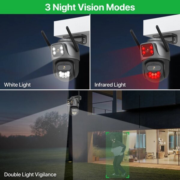 Cámara IP exterior 4K HD de 8 MP con doble lente y Wifi, seguimiento automático, protección de seguridad, vigilancia CCTV iCsee P2P. - Image 5