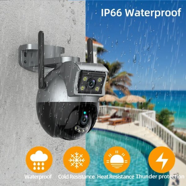 Cámara PTZ WiFi de doble lente Tuya 4K para exteriores, audio bidireccional, inalámbrica, CCTV, vigilancia de seguridad, seguimiento automático, IP, Smart Life - Image 5