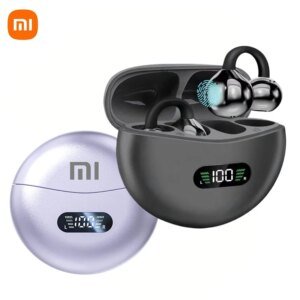 Auriculares Xiaomi de conducción ósea con Bluetooth 5.4, cómodos, con clip y pantalla digital.