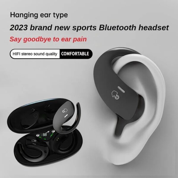 Auriculares deportivos Bluetooth de conducción ósea TWS, inalámbricos, IPX5, resistentes al agua, con micrófono, llamadas HD, música HiFi - Image 3