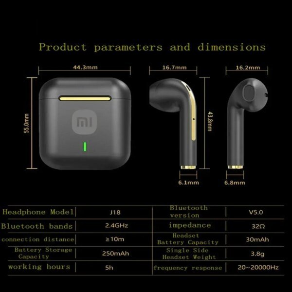 Auriculares inalámbricos XIAOMI J18 con cancelación de ruido, estéreo HiFi, micrófono, intrauditivos TWS, resistentes al agua - Image 5