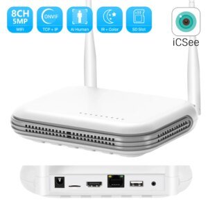 Mini grabadora de video en red inalámbrica WiFi NVR de 8 canales, 3 MP, 4 canales, 5 MP, H.265, Onvif, compatible con detección facial, alertas por correo electrónico, aplicación XMEYE/iCSee.