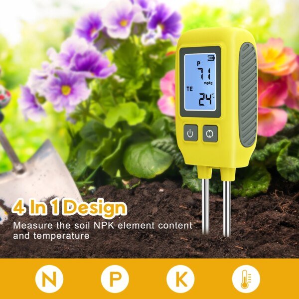 Detector de NPK para suelo de jardín, analizador de NPK de suelo, medidor de temperatura de fertilizantes y nutrientes de doble aguja de 0 a 1999 mg/kg para huertos y granjas. - Image 2