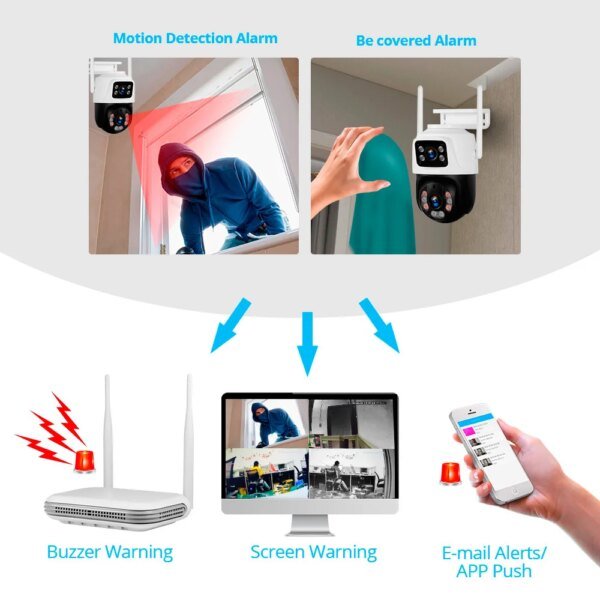 Kit de sistema de cámara de seguridad KERUI NVR inalámbrico Full HD de 6 MP y 8 canales con doble lente IP y WIFI para vigilancia exterior, CCTV, grabadora de audio y video. - Image 5