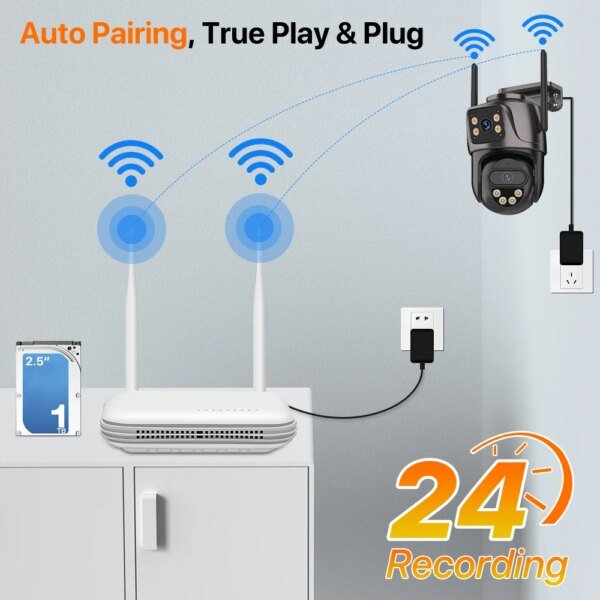 Kit de sistema de seguridad inalámbrico con cámara de 8 canales y 6 MP, doble lente, WIFI, grabador NVR, cámara IP, sistema de videovigilancia con audio bidireccional. - Image 3