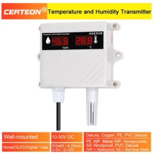 Sensor de temperatura y humedad de pared RS485, transmisor de alta precisión con pantalla para almacenes, invernaderos y farmacias.