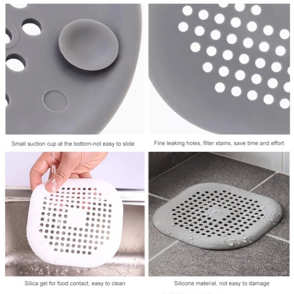 Filtro de pelo para fregadero, colador antibloqueo, tapón de desagüe de suelo para bañera y ducha, de silicona, desodorante para cocina, accesorios de baño - Image 5
