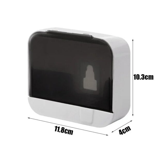 Jabonera de baño con tapa abatible, caja de almacenamiento de jabón montada en la pared, sin perforaciones, con escurridor - Image 6