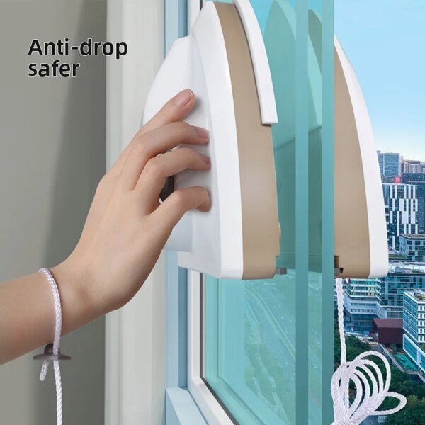 Cepillo limpiador de ventanas magnético de doble cara con descarga automática de agua, cepillo para ventanas, herramientas de limpieza para el hogar - Image 2