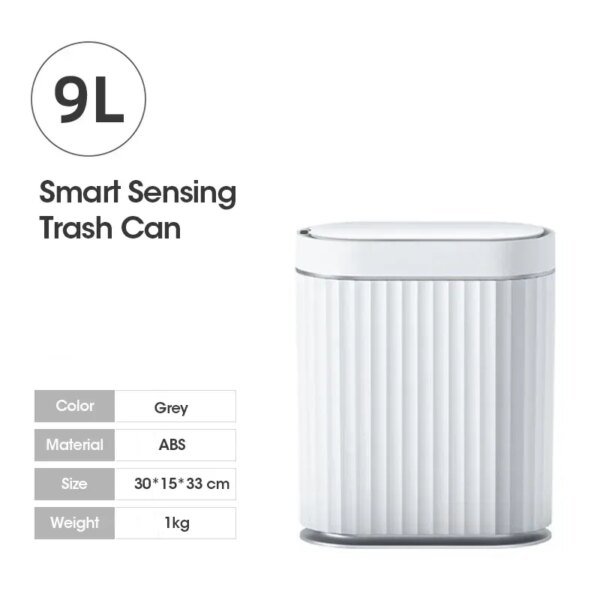 Contenedor de basura automático con sensor inteligente de 9L/7L, para el hogar, electrónico, para inodoro, cocina y baño. - Image 6