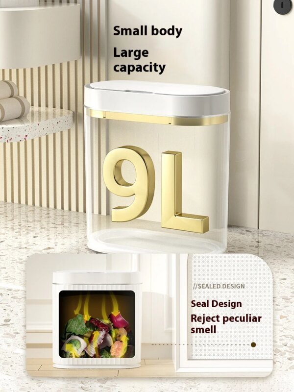 Contenedor de basura automático con sensor inteligente de 9L/7L, para el hogar, electrónico, para inodoro, cocina y baño. - Image 3