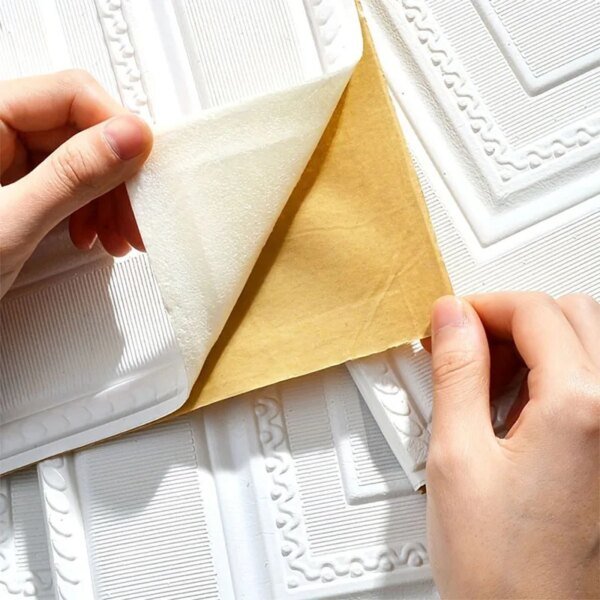 Pegatinas de pared 3D impermeables, papel tapiz autoadhesivo de 35 cm x 35 cm, papel tapiz para decoración del hogar, papel en hojas a prueba de humedad - Image 5