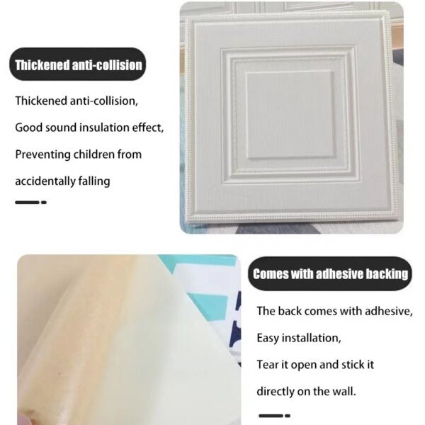 Pegatinas de pared 3D impermeables, papel tapiz autoadhesivo de 35 cm x 35 cm, papel tapiz para decoración del hogar, papel en hojas a prueba de humedad - Image 6
