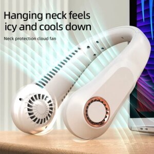 New 3000mAh Hanging Neck Fan Portable Bladeless Mini USB Rechargeable Mute LED Digital Display Electric Fan Summer Air Cooler