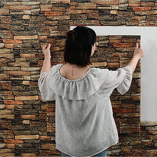 Paneles de pared de espuma 3D de alta calidad, 12 unidades, 35 x 30 cm, papel tapiz retro de ladrillo, autoadhesivo para techo, decoración del hogar - Image 3