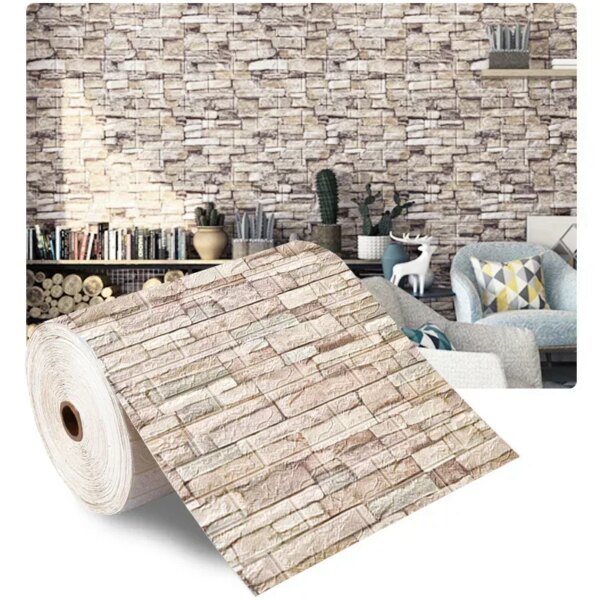 Papel tapiz 3D autoadhesivo de espuma antigua de 70 cm x 1/5/10 m, impermeable, para pared, para sala de estar y dormitorio - Image 2
