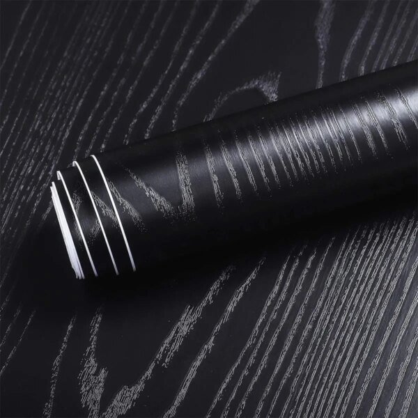 Black Wood Grain Wallpaper Peel And Stick Contact Paper Removable Vinyl Self Adhesive Wallpaper Decorative For Countertops - Image 2