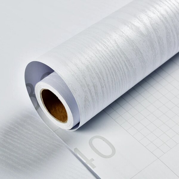 Pure White Furniture Renovation Sticker Decoration Waterproof Desktop Wardrobe Door Wood Grain Self-Adhesive Household Wallpaper - Image 4