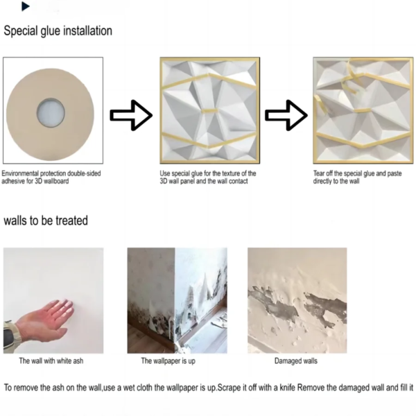 Paneles de pared texturizados 3D para decoración de interiores, 12 o 20 unidades, adecuados para salas de estar, dormitorios, hoteles y oficinas, 30 x 30 cm. - Image 6