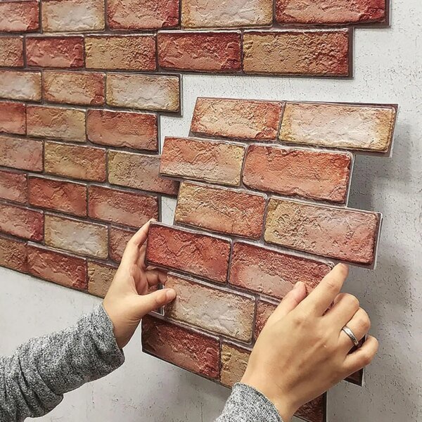 10 paneles de pared 3D autoadhesivos impermeables, despegables y pegables, papel tapiz de ladrillo para azulejos de metro, pegatinas retro para baño, chimenea