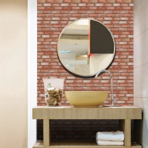 10 paneles de pared 3D autoadhesivos impermeables, despegables y pegables, papel tapiz de ladrillo para azulejos de metro, pegatinas retro para baño, chimenea - Image 5
