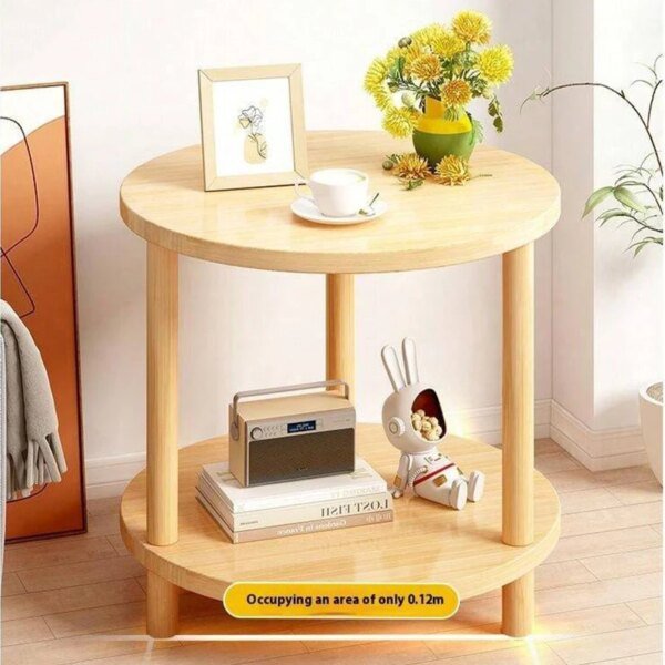 Mesita de noche moderna de madera redonda y cuadrada, de doble capa, ideal para el hogar, la oficina, el dormitorio, la sala de estar, el sofá, la mesa auxiliar y la mesa de centro. - Image 6
