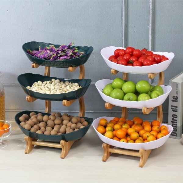 2/3 Layer Fruit Plate Home Living Room Plastic Snack Dish Creative Modern Dried Fruit Basket Candy Dish Cake Stand Salad Bowl - Image 3