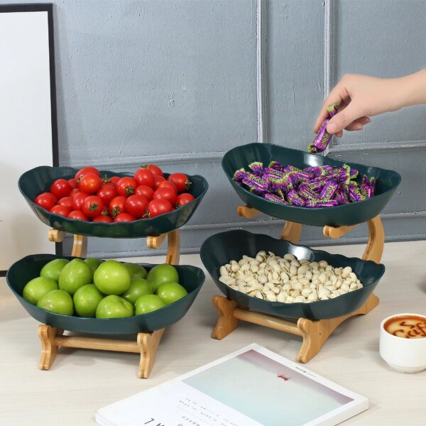 2/3 Layer Fruit Plate Home Living Room Plastic Snack Dish Creative Modern Dried Fruit Basket Candy Dish Cake Stand Salad Bowl - Image 4