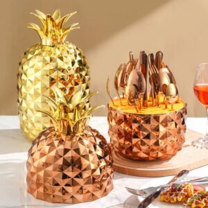 Knife and fork set, 24-Piece Pineapple Egg Design Stainless Steel Tableware Set in Dinnerware Sets