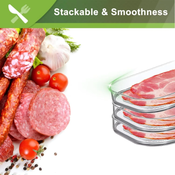Meat Container for Fridge Bacon Lunch Meat Container for Refrigerator Meal Prep Containers Stackable Food Storage Boxes with Lid - Image 3