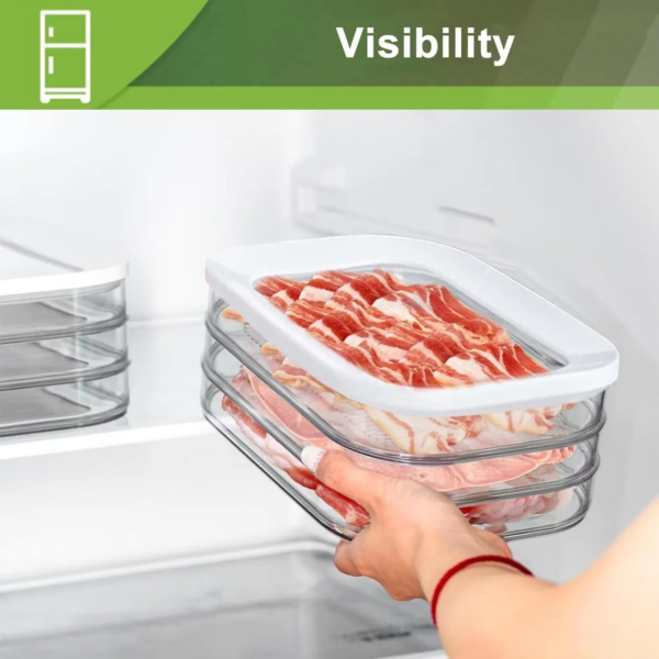 Meat Container for Fridge Bacon Lunch Meat Container for Refrigerator Meal Prep Containers Stackable Food Storage Boxes with Lid - Image 4