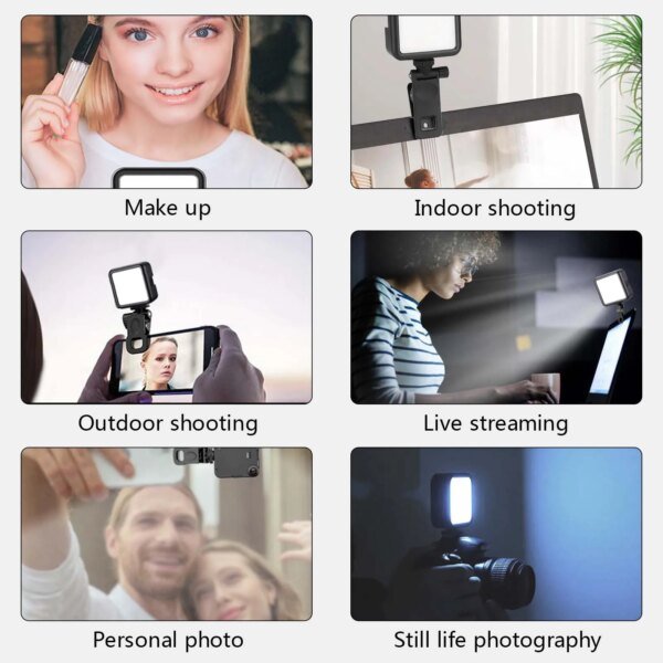 Luz LED de video con clip, portátil, para fotografía en cámara, iluminación bicolor de 3000K-6000K, zapata fría para cámara DSLR, videocámara, GoPro, vlogs. - Image 6