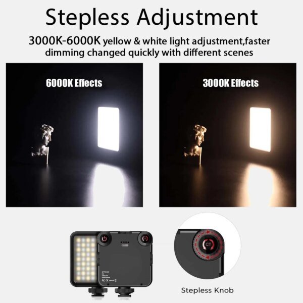 Luz LED de video con clip, portátil, para fotografía en cámara, iluminación bicolor de 3000K-6000K, zapata fría para cámara DSLR, videocámara, GoPro, vlogs. - Image 4