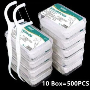 Caja de 1/2/5/10 Hilo dental desechable portátil, palillo de plástico de alta tensión, caja de hilo dental para cuidado bucal