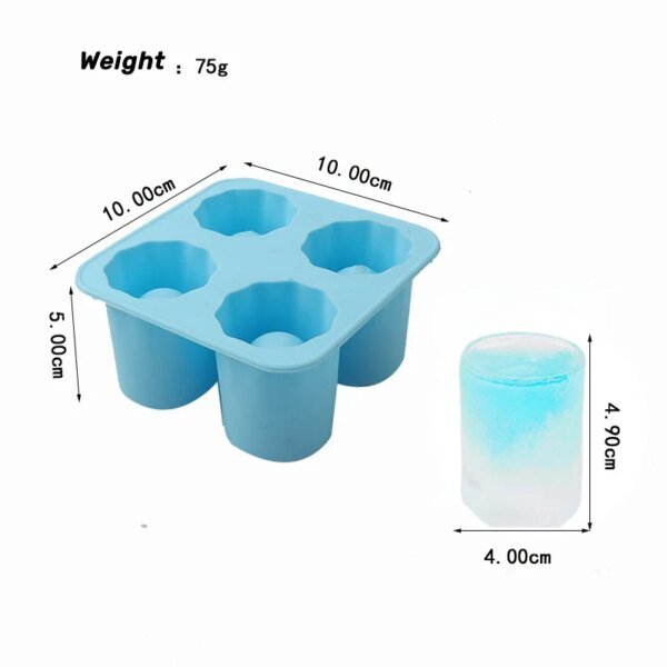 Molde de silicona para cubitos de hielo con cuatro orificios, molde creativo con forma de taza redonda para whisky, cerveza, bar y utensilios de cocina. - Image 6