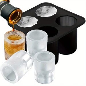 Molde de silicona para cubitos de hielo con cuatro orificios, molde creativo con forma de taza redonda para whisky, cerveza, bar y utensilios de cocina.