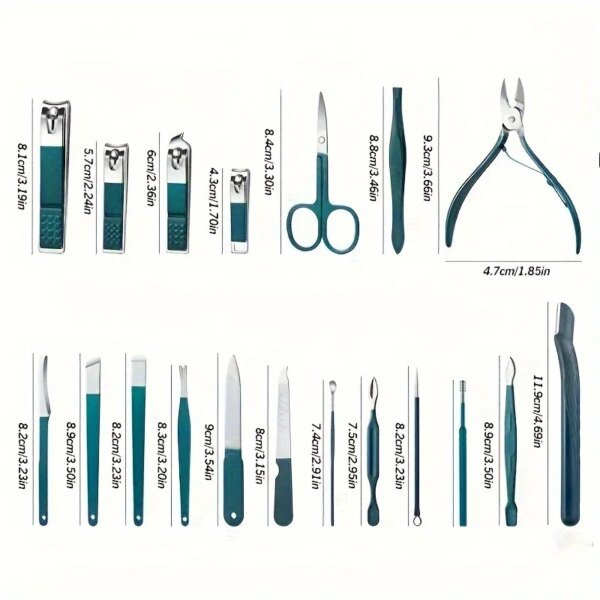 Kit profesional para el cuidado de las uñas (7/10/12/18 piezas), set de manicura y pedicura de acero inoxidable, cortaúñas con estuche de viaje. - Image 5
