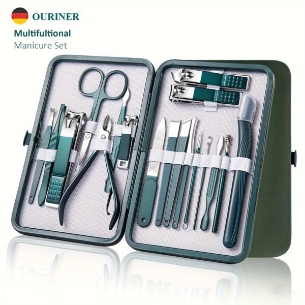 Kit profesional para el cuidado de las uñas (7/10/12/18 piezas), set de manicura y pedicura de acero inoxidable, cortaúñas con estuche de viaje.