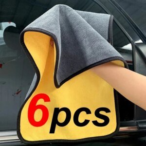 Toalla de limpieza de microfibra gruesa y suave, paño de secado, doble capa, para lavar la carrocería del coche, accesorios para coche, 1, 2 o 6 unidades