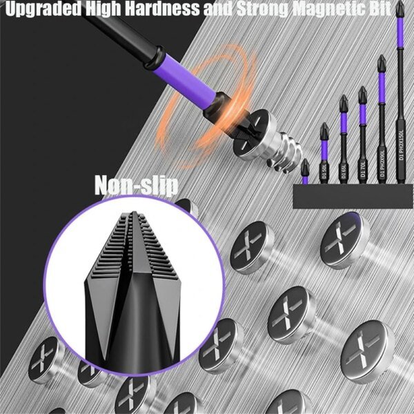 6/12 puntas de destornillador magnéticas antideslizantes, a prueba de golpes, puntas de impacto Phillips, vástago hexagonal, puntas de acero de aleación, adecuadas para herramientas eléctricas. - Image 2