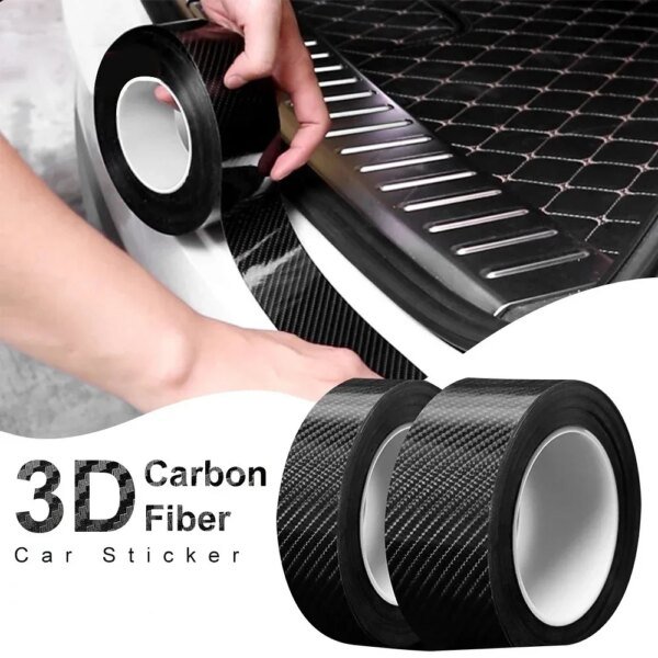 Película protectora para parachoques de coche, fibra de carbono nano 3D, 3 m, para umbral de puerta, impermeable, color negro, antiarañazos - Image 5