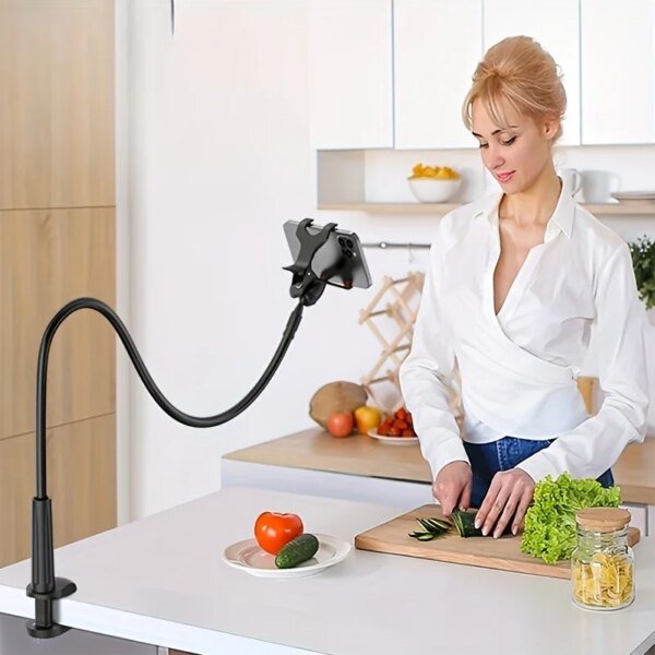 Soporte flexible para teléfono móvil de brazo largo con cuello de cisne y asa para escritorio de noche perezoso. - Image 2
